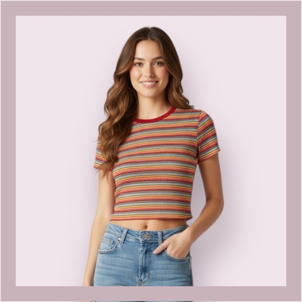 Ginger G Striped Ribbed Crop Top
